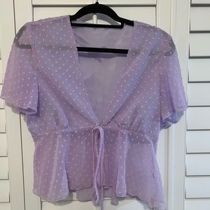 Polka-dotted Front Tie Top!